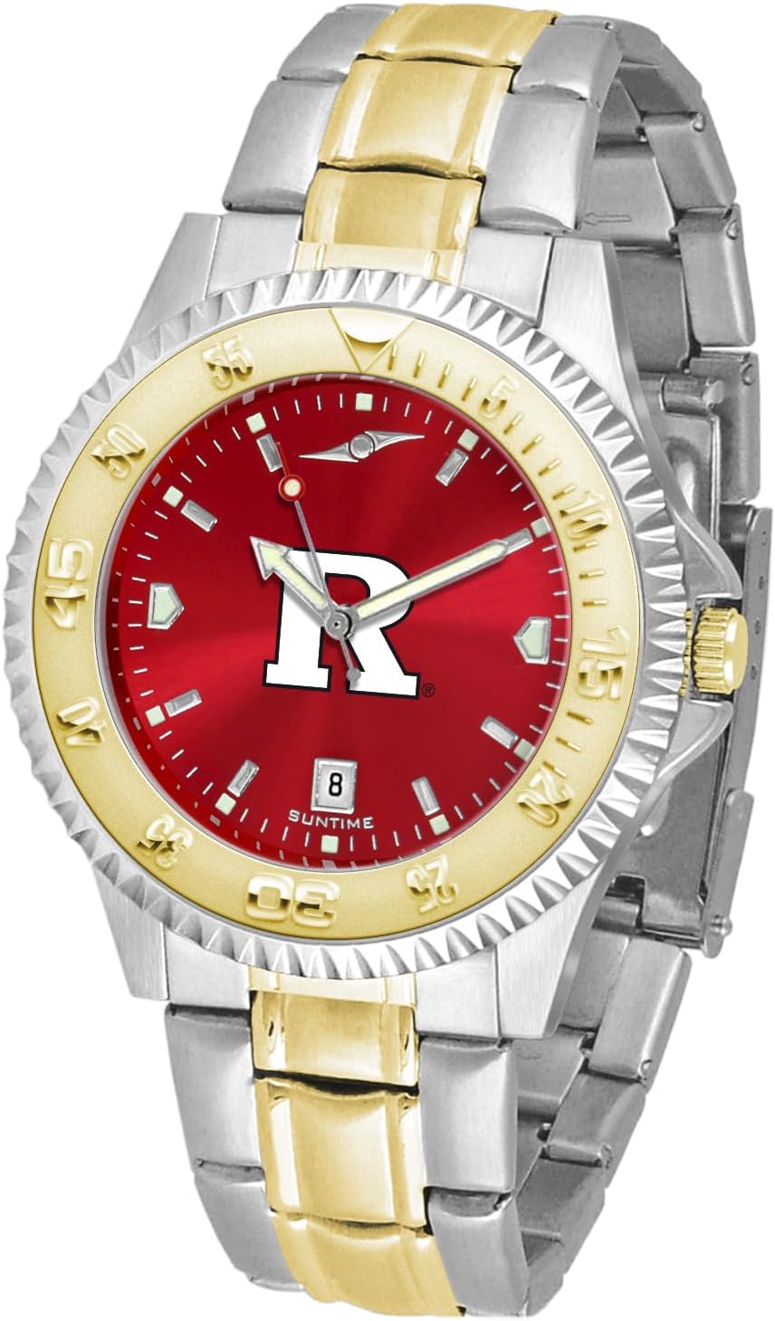 SunTime Rutgers Scarlet Knights Men's Competitor Steel Watch Two-Tone Gold/Silver with Anochrome Dial