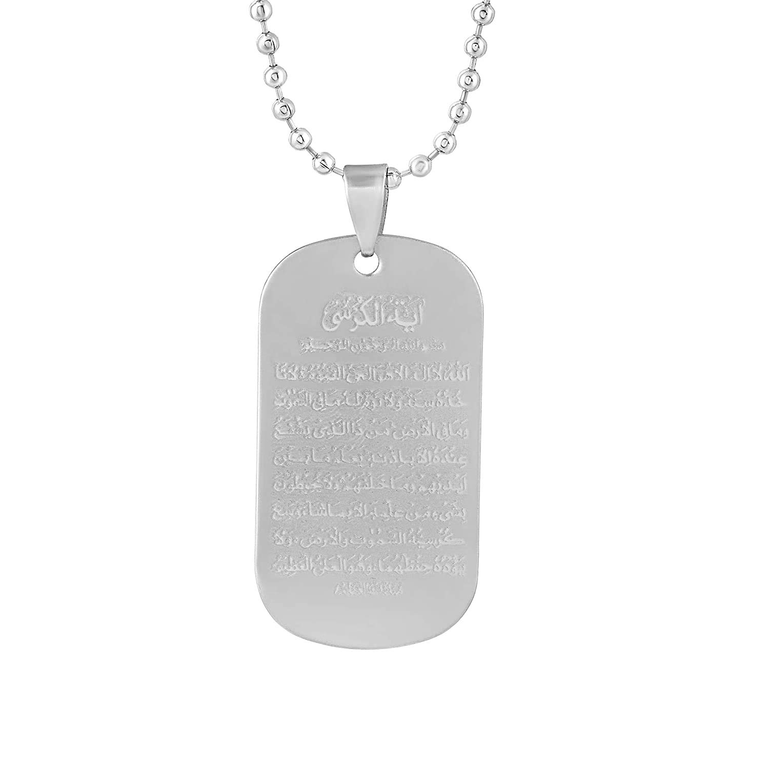 Brass Engraved 4 Quls Quran Surah 316L Stainless Steel Chain Pendant Locket Necklace Charm Jewelry For Unisex