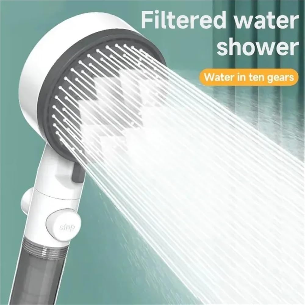 Alcachofa de ducha ajustable de alta presión con filtro de agua, ducha portátil de una sola tecla para una mejor experiencia de baño y agua limpia