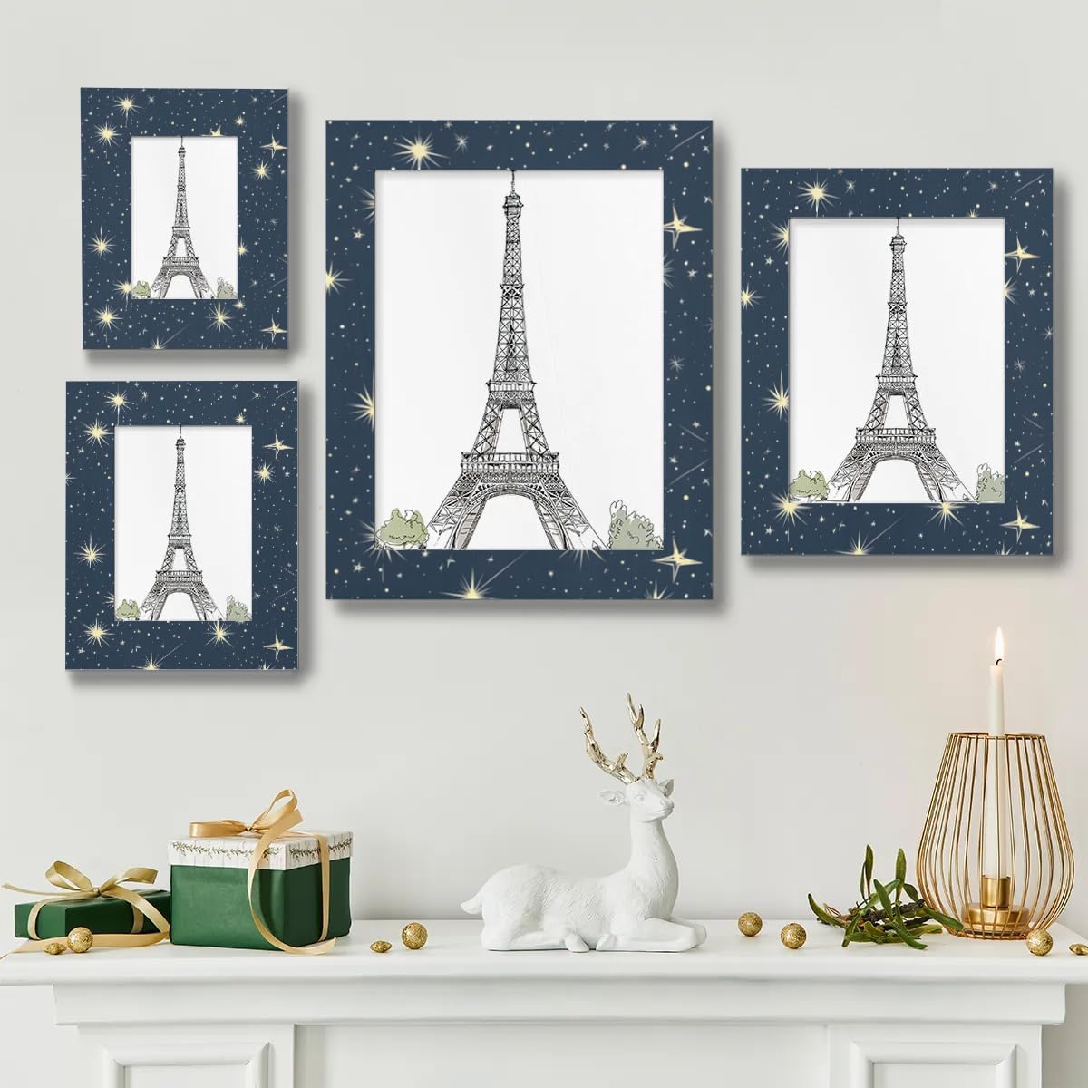 Stars and Moon Picture Frame 8x10, Night Starry Sky 8x10 Photo Frame Horizontal and Vertical Display 8 by 10 Wooden Picture Frame for Wall Hanging and Tabletop Display
