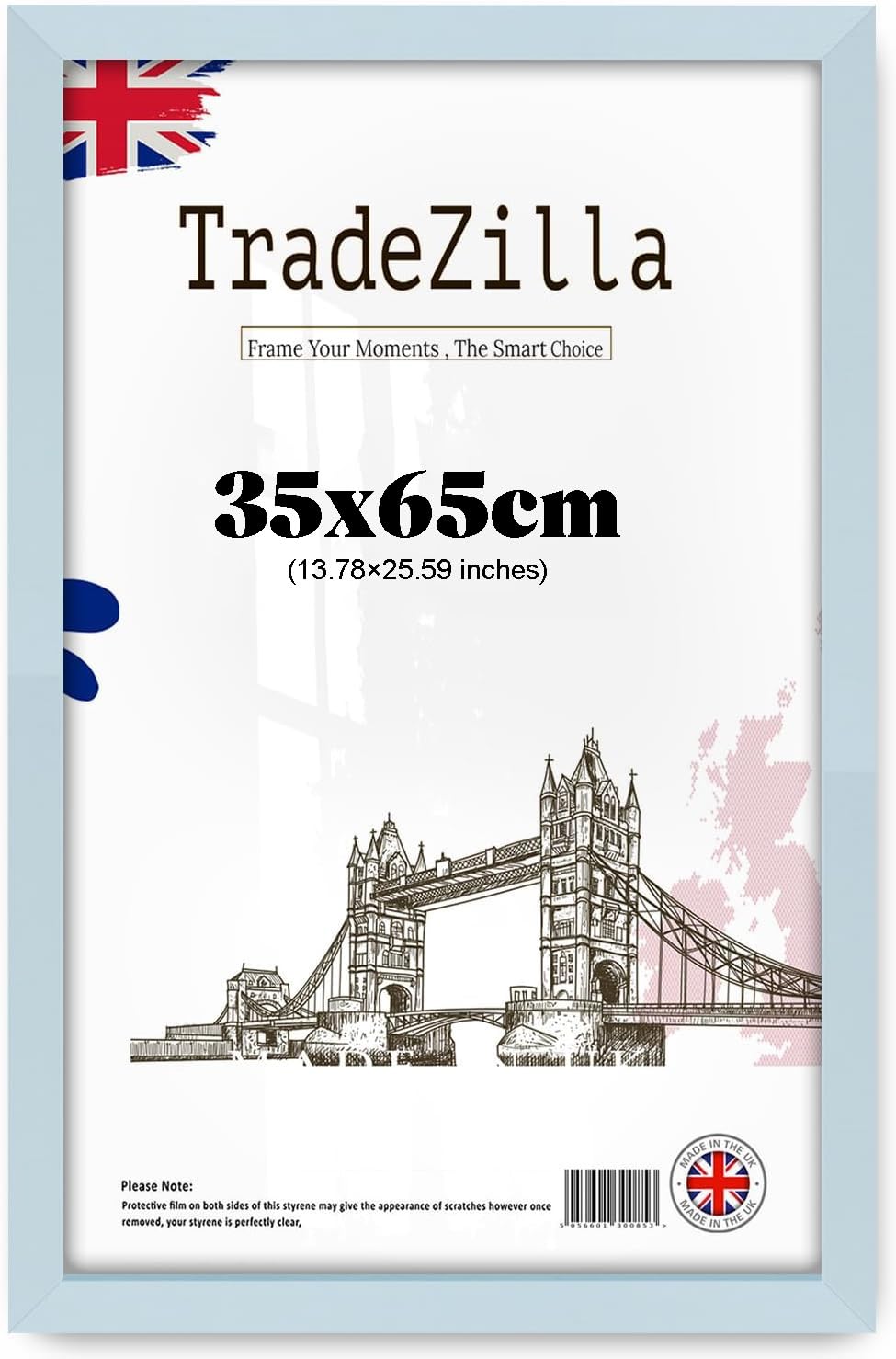 Tradezilla Light Grey 35X65cm Wall Picture Frame | Modern Mdf Wood With Perspex Glass | Horizontal & Vertical Display For Stylish Home Décor - (Light Grey)