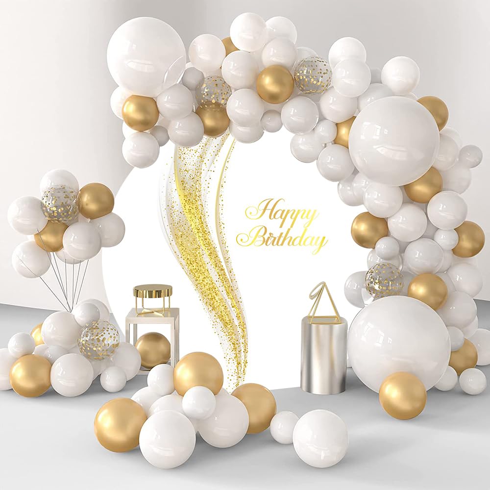 0,9 x 0,9 m bianco e oro sfondo rotondo di compleanno con paillettes glitter oro sfondo a pois per fotografia cerchio copertura sfondo adulto bambino festa di compleanno decorazione banner foto
