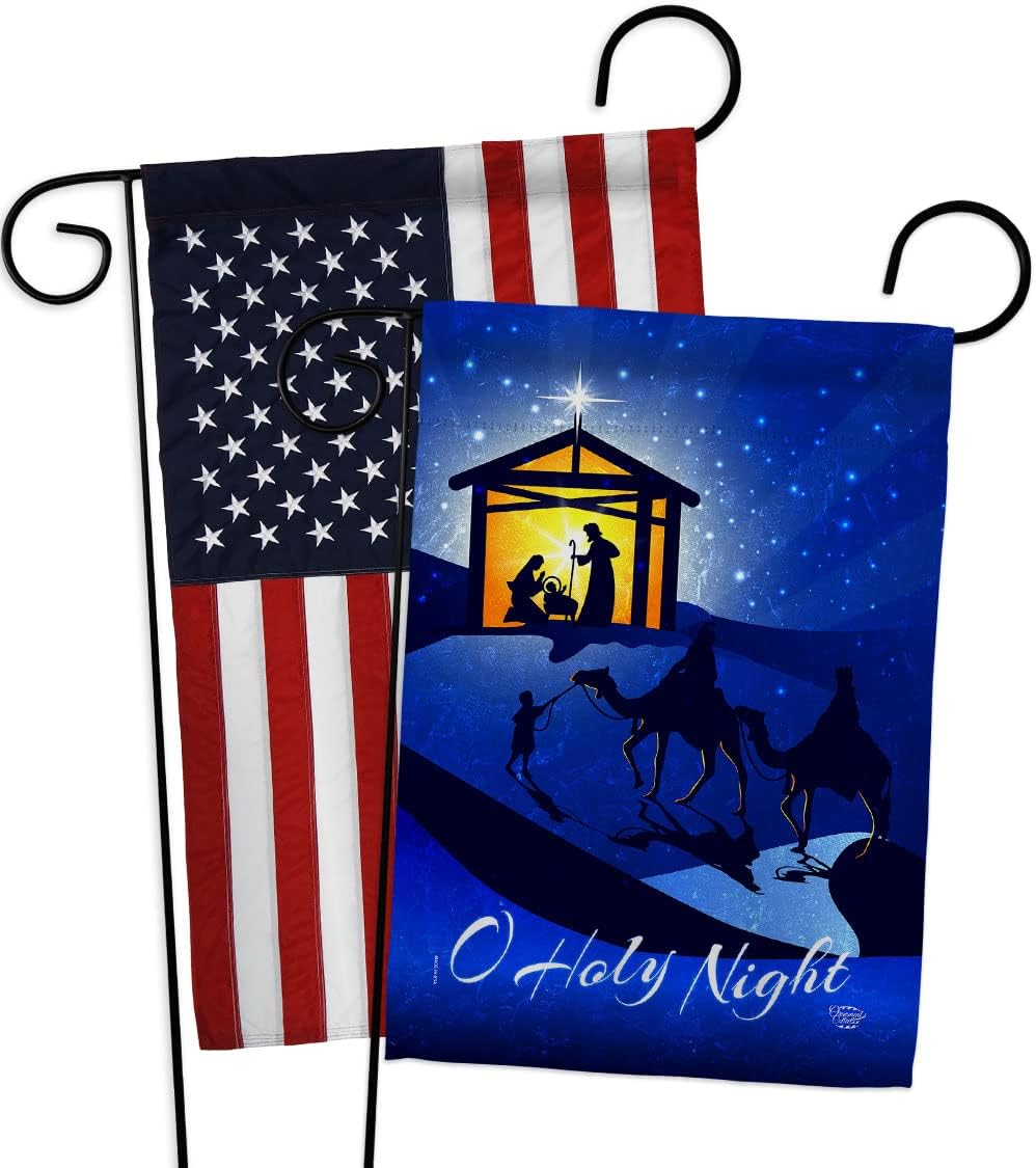 Star of Bethlehem Garden Flags 2pcs Pack Wintertime Nativity Three King Religious Holy Family Season Christian Small Decorative Gift Yard House Banner Made In USA 13 X 18.5