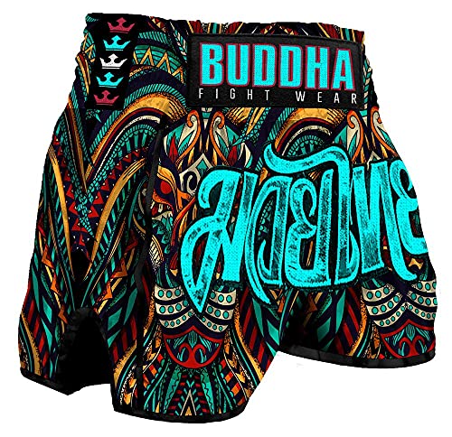Buddha Fight Wear. Short Retro Empire Spécialement conçu pour Kick Boxing, Muay Thai, K1 ou Toute modalité de Sports de Contact