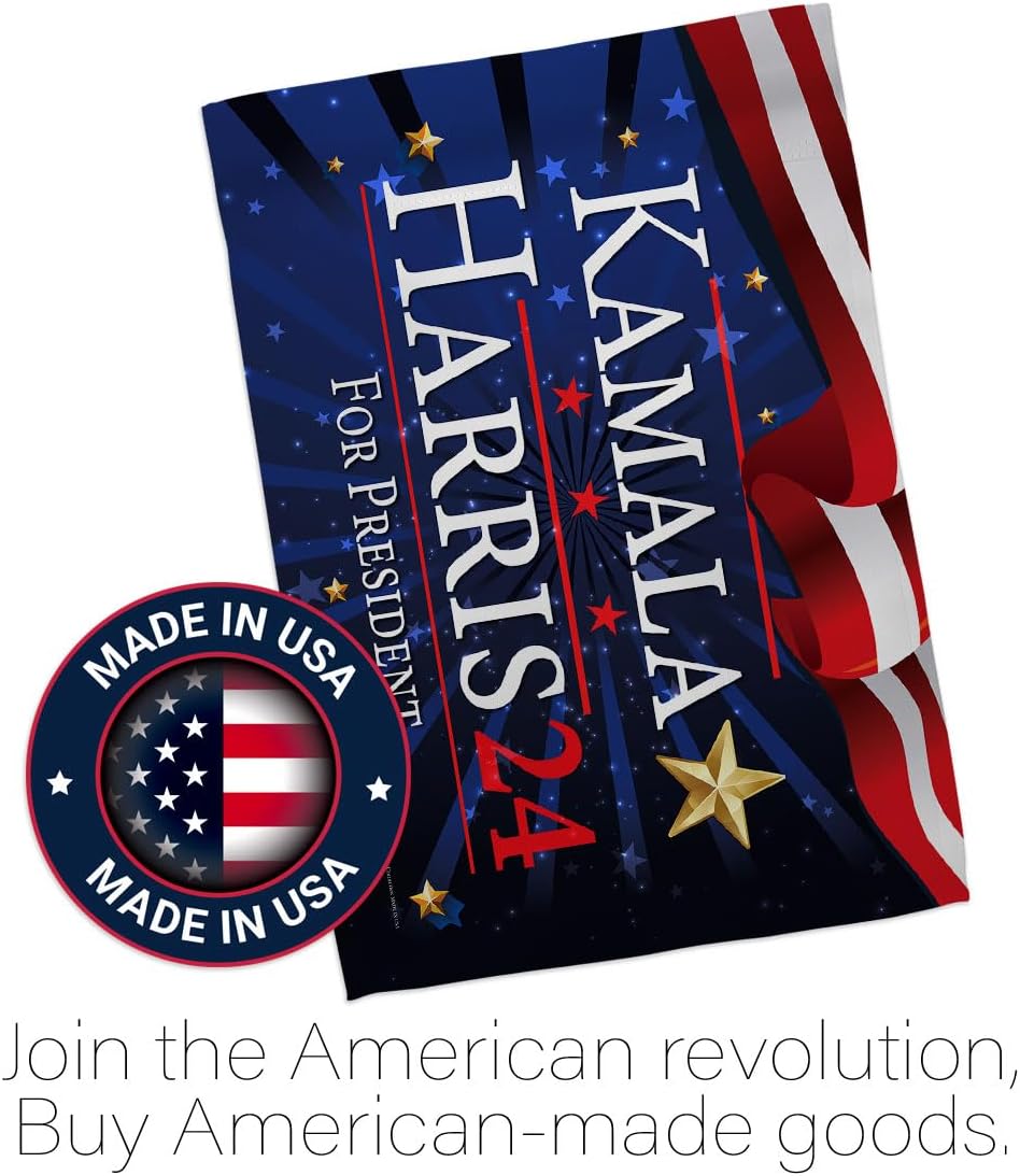 Kamala Harris Stars and Stripes Flag Patio Decor Home Yard Sign Wall Room Tapestry Porch Poster Rally Shooting 2024 President 47 MAGA Garden Patriotic Outdoor Decorations Democrat Gift Made In USA