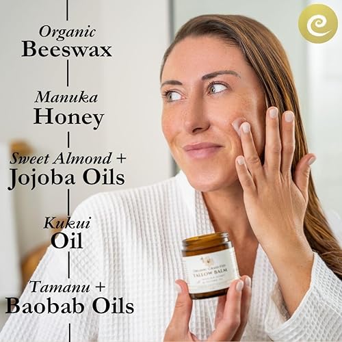 Miniatura 4 de Tallow de ternera para la piel, hidratante con miel de manuka y aceites esenciales puros, bálsamo orgánico facial y corporal, cuidado natural de la