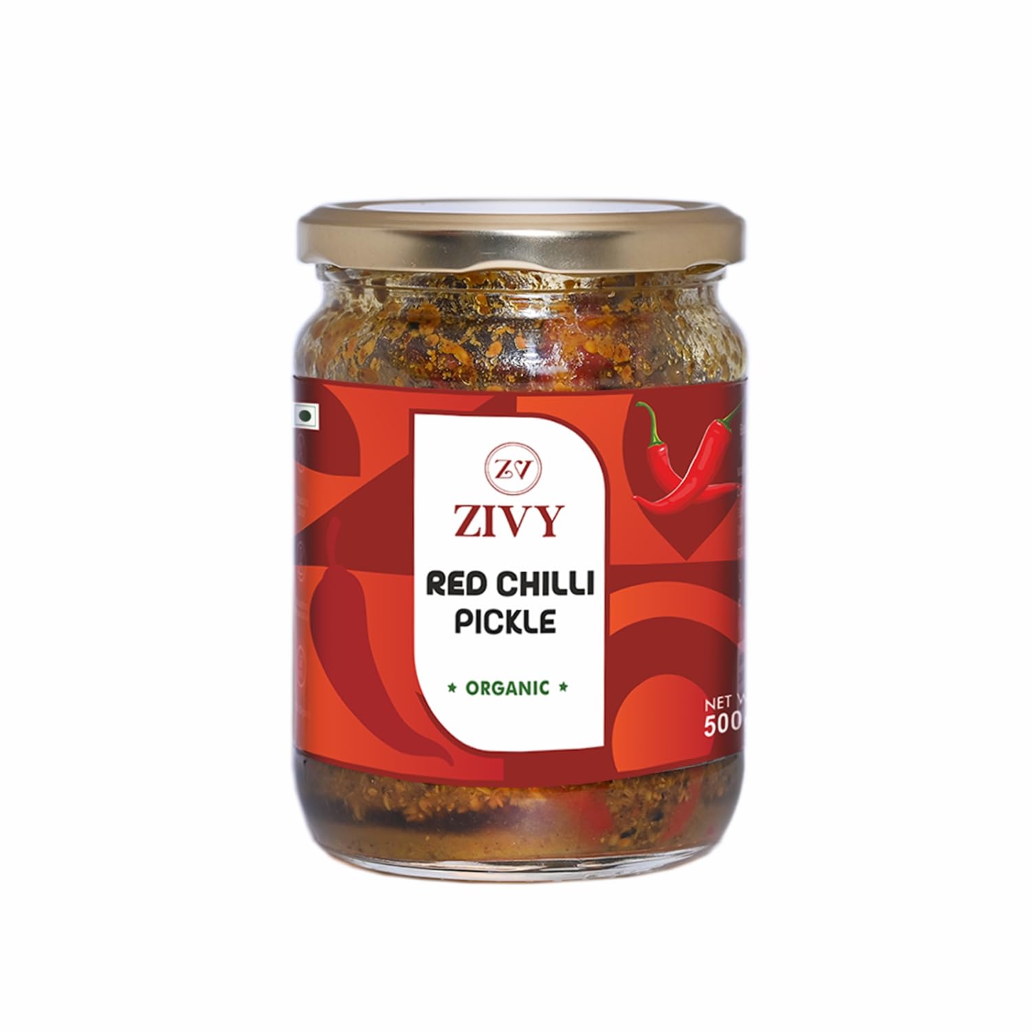 Zivy Homemade Spicy Red Chilli Pickle 500gm Fresh Homemade Pickles, No Preservatives, No Artificial Flavours Lal Mirch ka Achar (Red Chilli Pickle -500gm)
