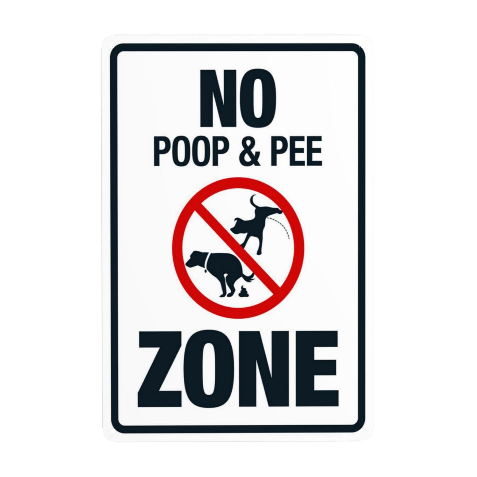 No Poop And Pee Zone With Graphic Symbol Vintage Metal Pet Sign 12x8 Inch