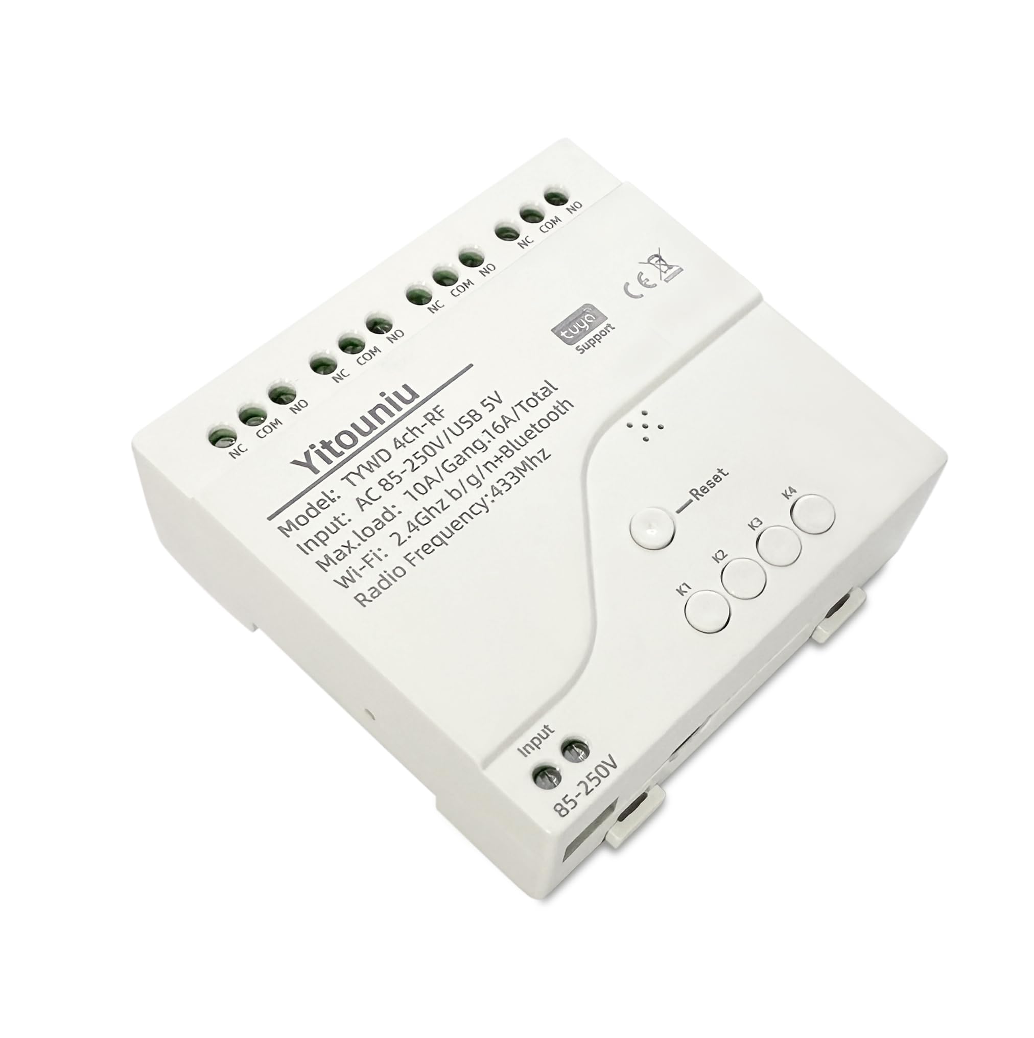 Yitouniu 4 Channel Tuya Smart Life WiFi Momentary Inching Relay Self-Locking Switch Module,AC 85-250V/USB 5V WiFi RF Bluetooth Relay, Compatible with