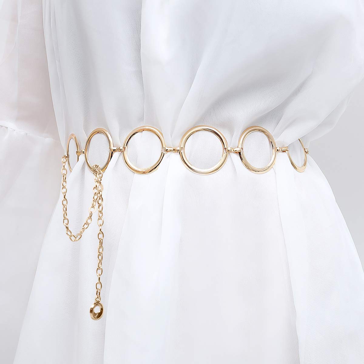 LumiSyne Mode Ceinture Chaîne Pour Femmes Anneau En Métal Chaîne De Taille Or Argenté Réglable Boucle Chaîne De Corps Robe Jeans Chaîne Pour Fête Mariage Quotidienne