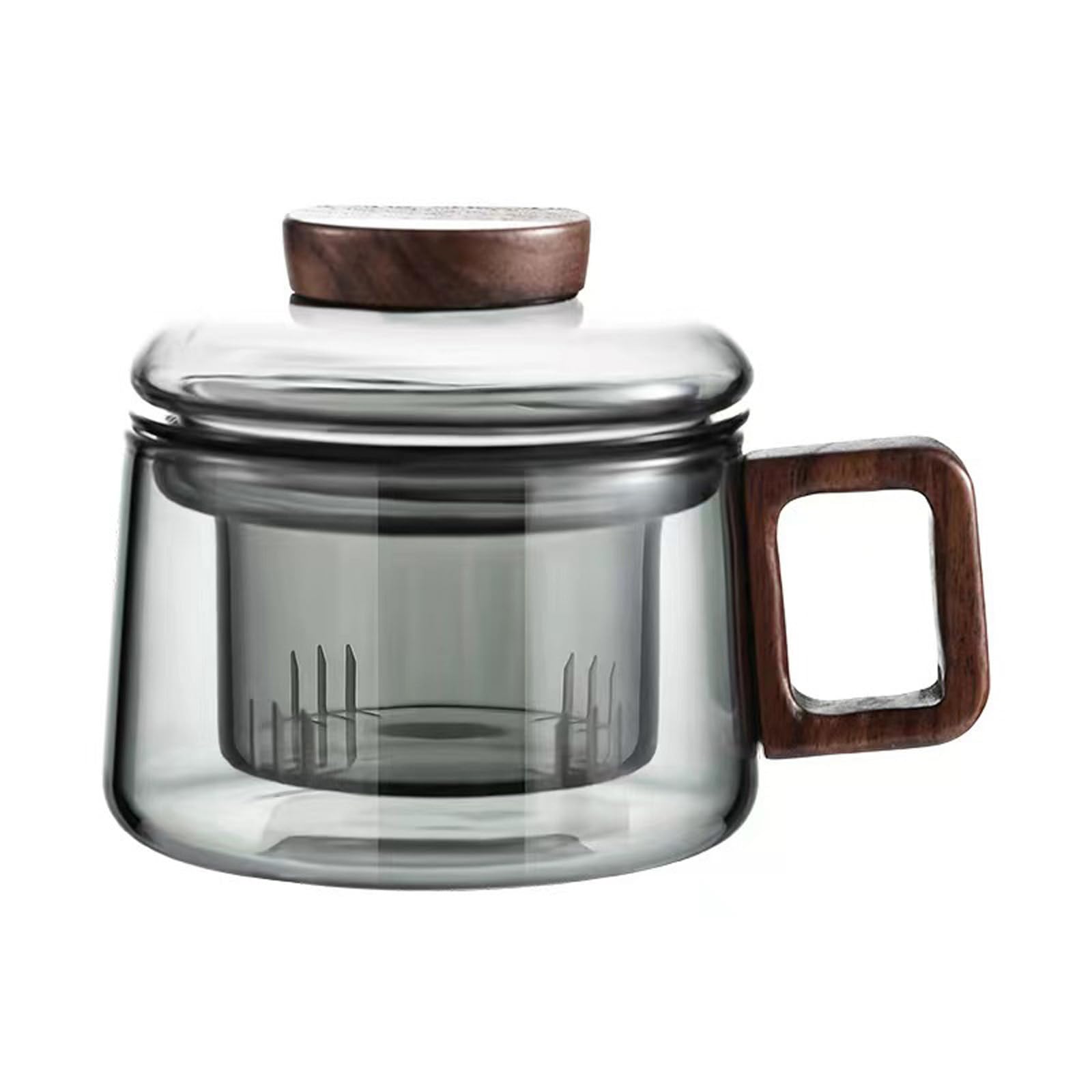 Qusinfc Borosilicate Glass Tea Cup with Wooden Handle for Hot Cold Beverages Coffee Mug Perfect for Home Offices Use Multipurpose Beverage Cup