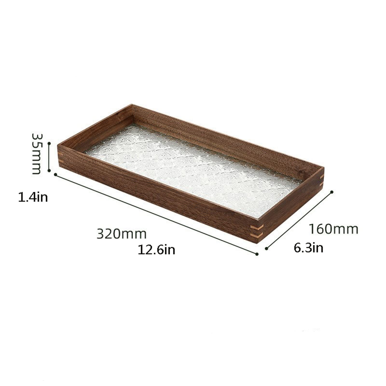 Bandeja Bandeja de Servicio de Madera Bandeja de Vidrio Bandeja Rectangular Bandeja Vintage Bandeja de Servicio de cafetería Bandeja Multifuncional Bandeja de Almacenamiento