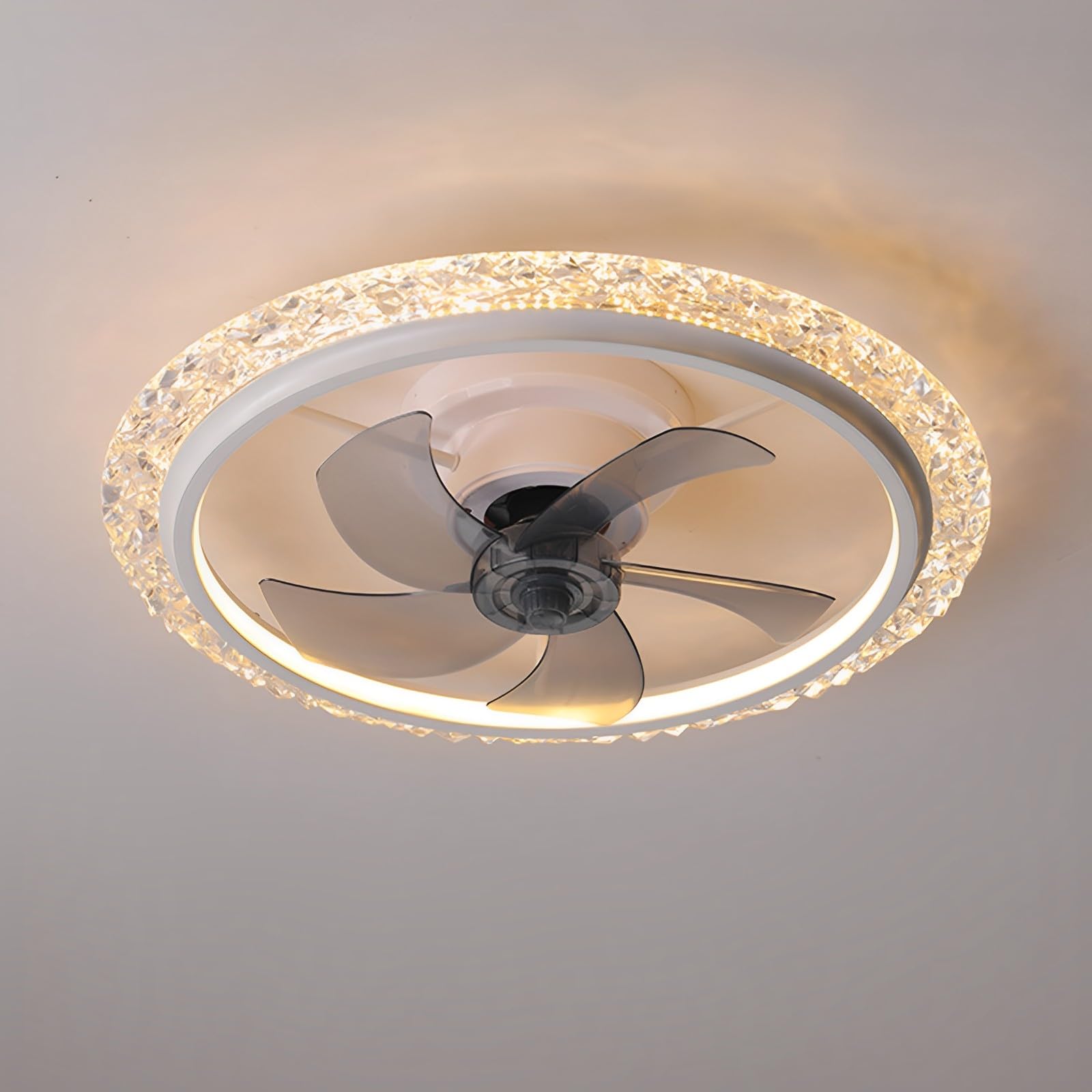 KXEcoLife Remote 6 Speed Ceiling Fan with Light Dimmable Indoor Lights Lighting Bedroom Kids Room Dining Mute Flush Mount