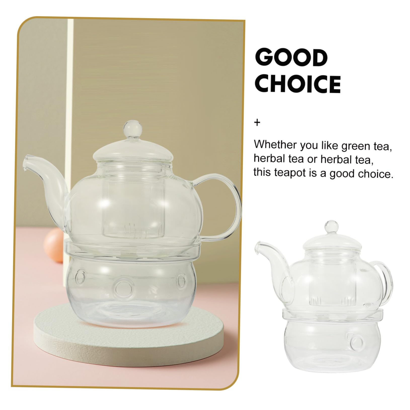 INOOMP Kung Fu Teeservice Glas Teekanne Mit Filter Hitzebeständig Für Zuhause Und Reisen Inkl 4 Tassen Und Stövchen