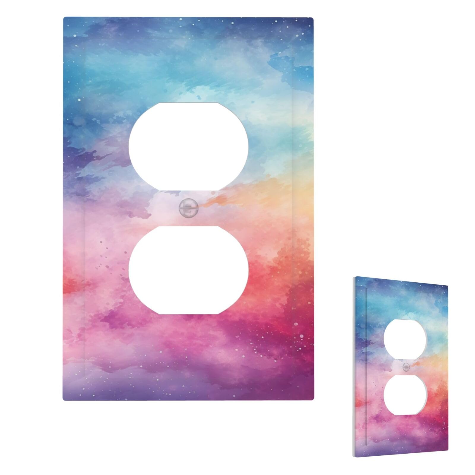 Watercolor Background Wall Plate Cover Duplex, Modern Decorative Light Switch Cover Unbreakable Receptacle Outlet Covers for Living Room Bedroom Decor