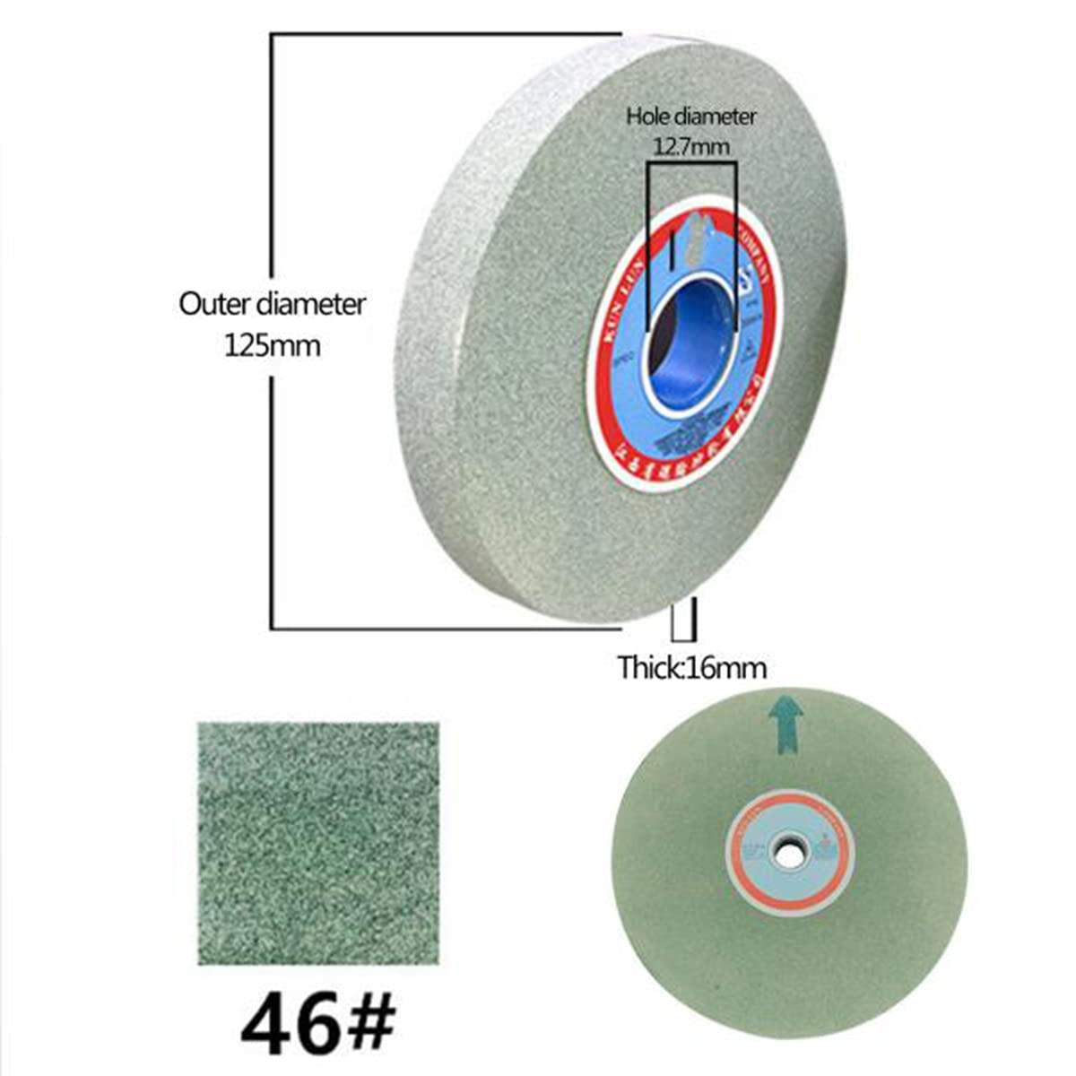 tarcze szlifierskie, 125 mm zielona tarcza szlifierska z węglika krzemu, płaska powłoką diamentową, adapter do tarczy szlifierskiej/46#(46#)