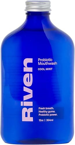 Riven Enjuague bucal probiótico, paquete de 2 unidades, fabricado en Estados Unidos, enjuague oral equilibrador de pH con probióticos, sin flúor,