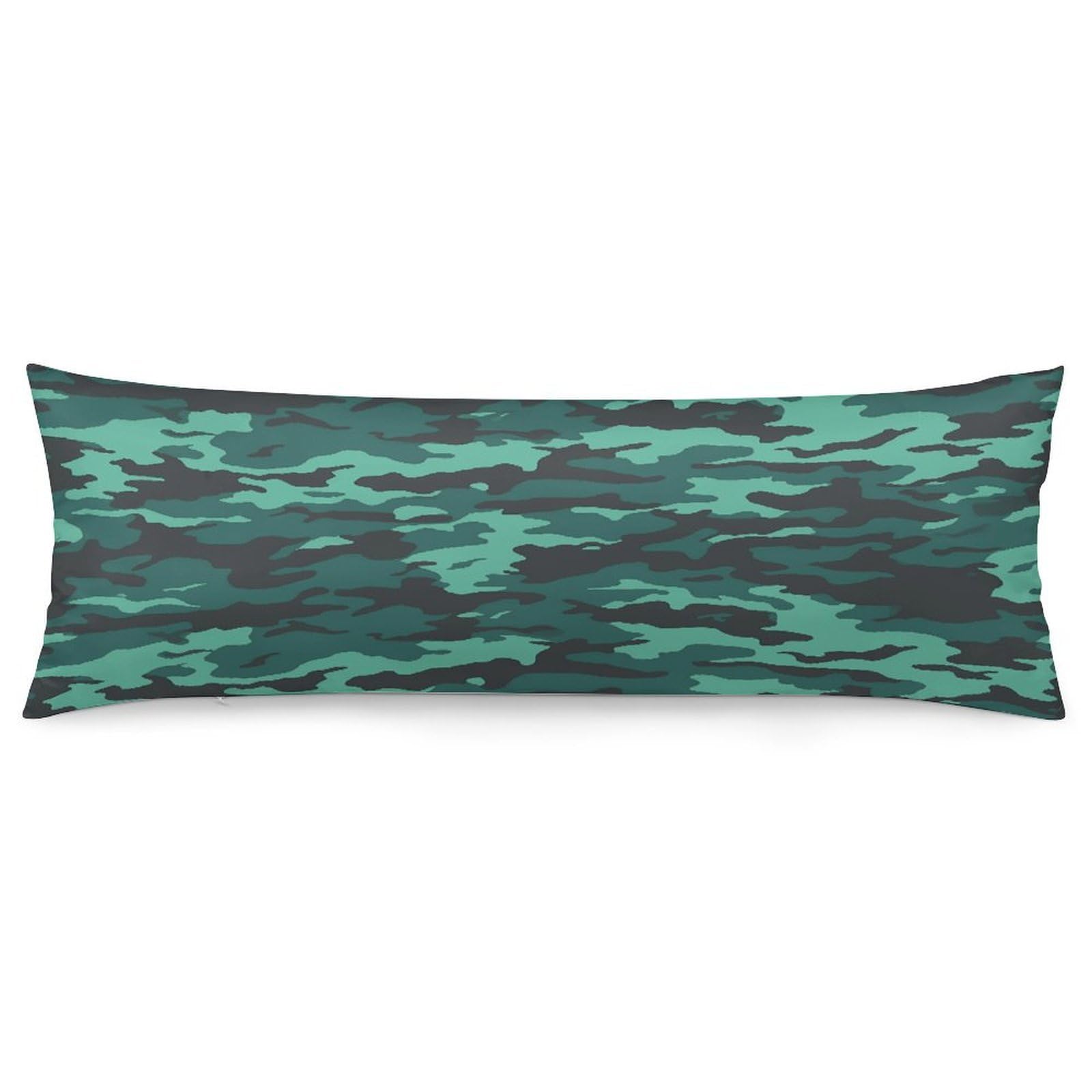 Teal Camouflage Throw Pillow Covers with Silent Zipper Polyester Pillow Protectors Removable Pillow Cases Soft Pillowcase Cozy Pillow Sham Cushion Cover for Sofa Car Bed 20"x54"