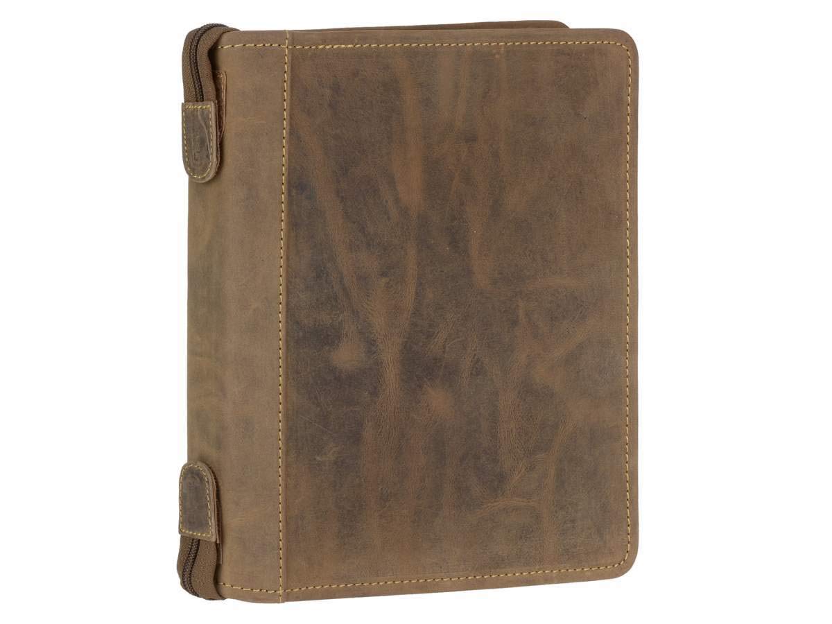 Greenburry Terminplaner A5 (23x26cm) Leder Terminkalender Vintage antik braun mit Reißverschluss inkl Kalender 2025