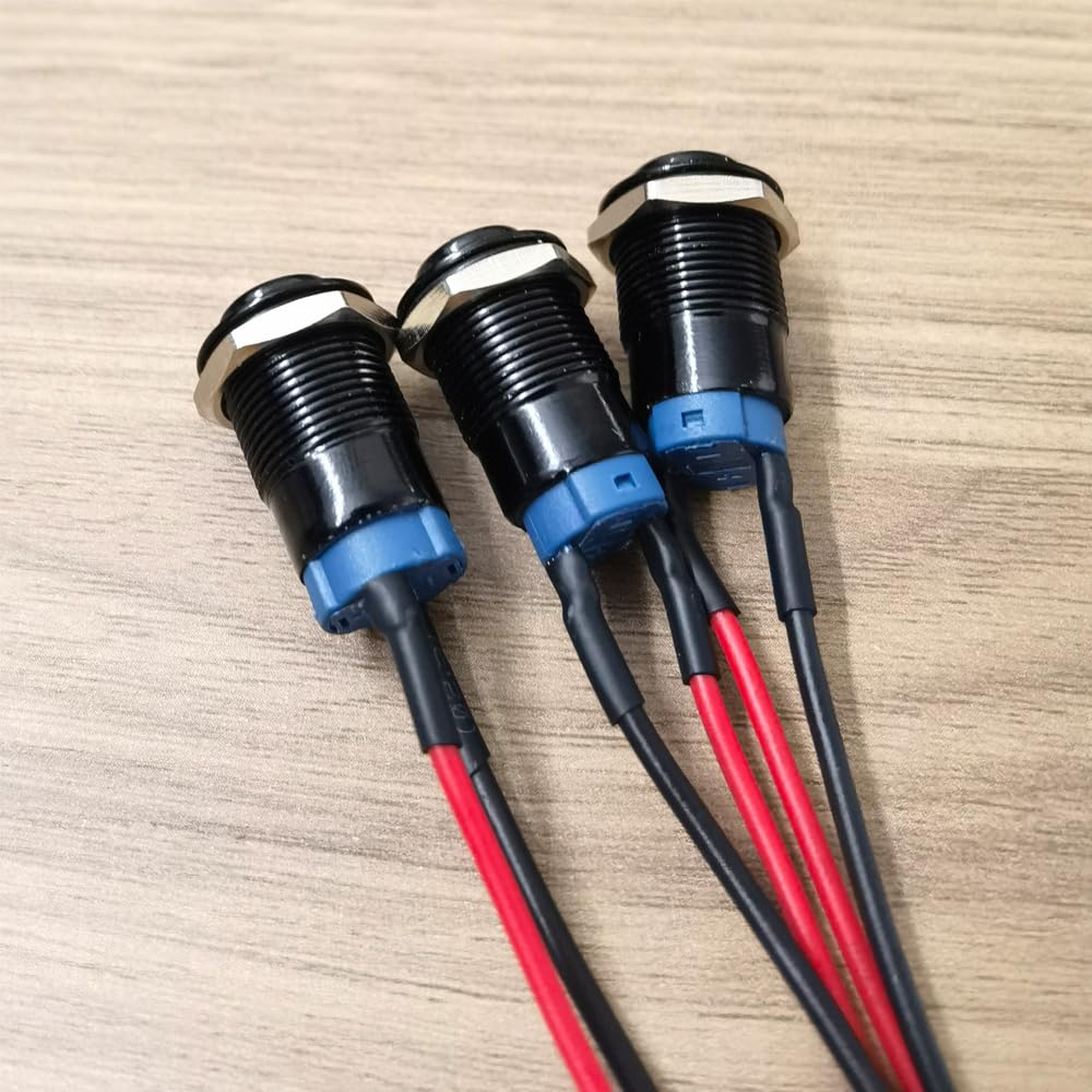 3 Boutons Poussoirs étanches IP65 Gebildet - Alliage Aluminium, Autobloquants, 12mm, 2A - Pour Panneau Industriel