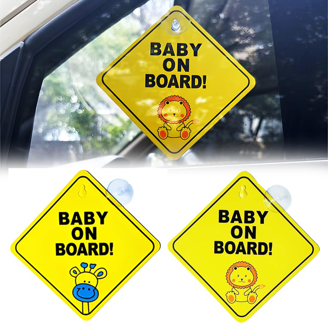 Adesivo Auto Riflettente 'Baby On Board' - 12.5x12.5cm, Vinile, Per Sicurezza Bambini - Foto 3