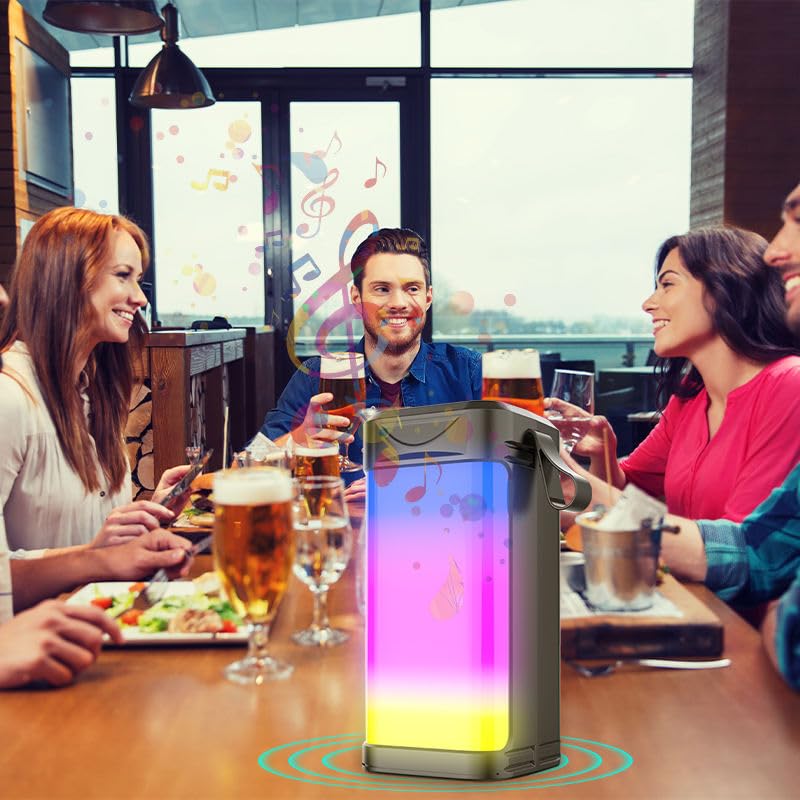 Image of Drumstone Enjoy the Ultimate Audio Experience with Built-in Mic, Stereo Subwoofer, and TF-Card Reader Player Wireless Bluetooth Speakers Featuring Mesmerizing Crystal Gradient LED Lights