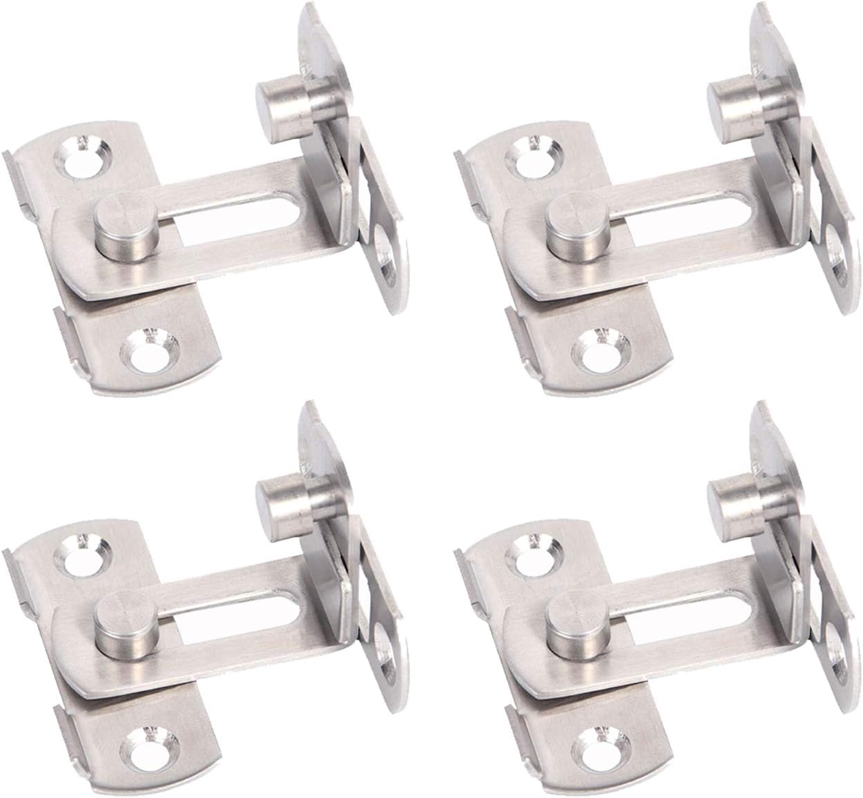 Hiraism ドアバックル 90度 ロック 引き戸 部屋 鍵 後付け 直角 スライド式 ステンレス 4個