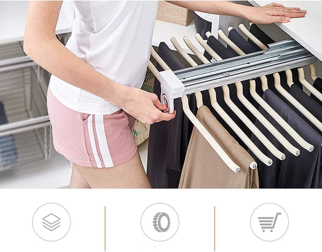 Trousers Rack Pull Out Pants Hangers Pull Out Pants Hangers Trouser Hanger Rack Organizer Multi Functional Pants Rack Non-Slip Space Saving Easy Installation