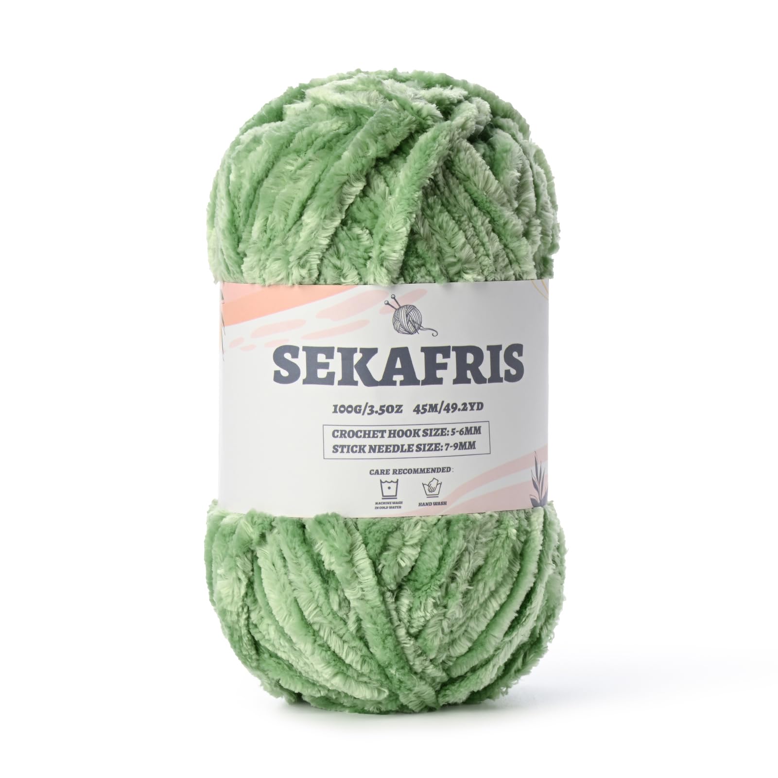 Chenille Velvet Soft Yarn Avocado Green 1 Pack