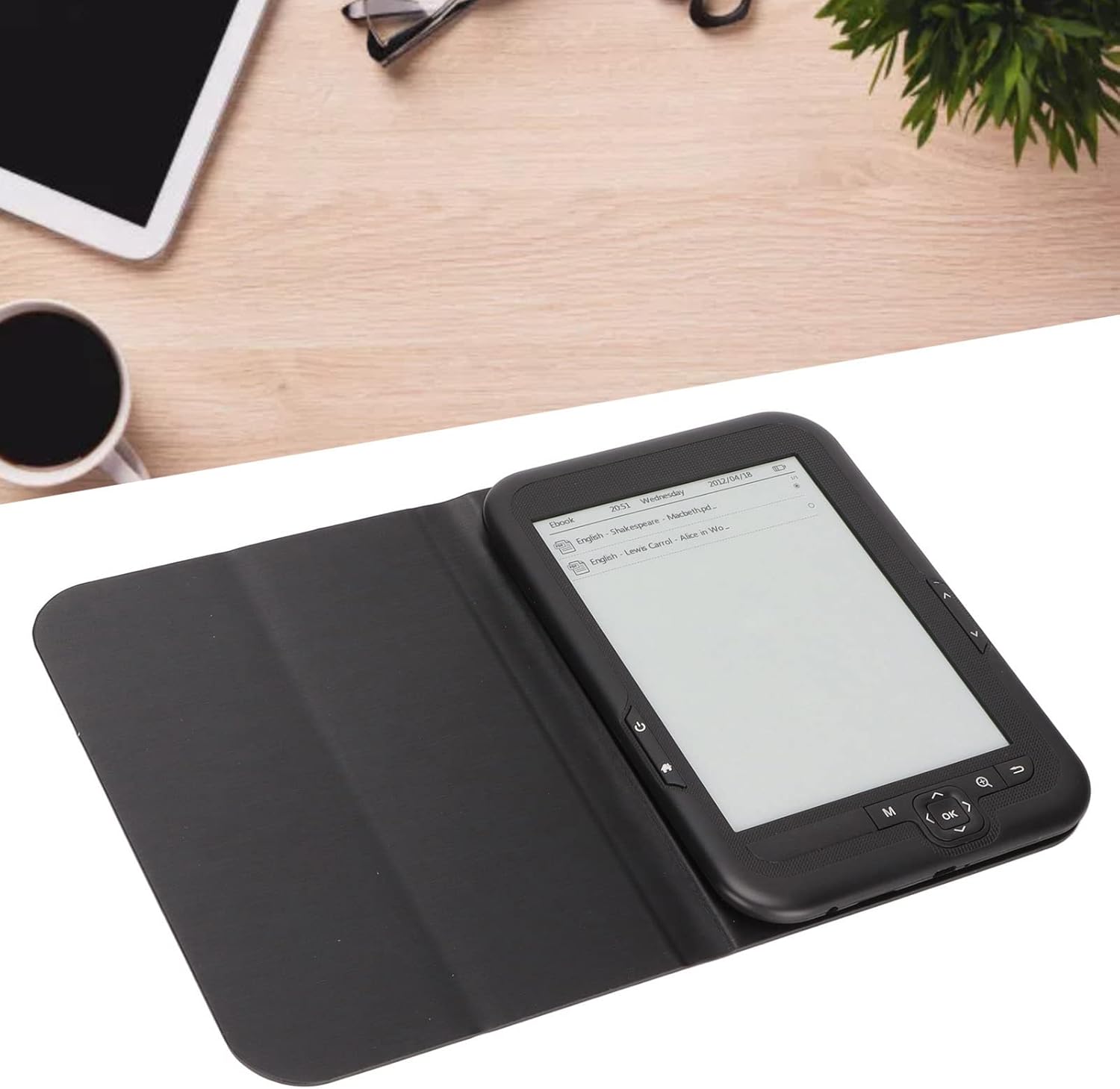 6in E Reader, Ink Screen HD 800x600 eReader, Multi Function Navigation Keys, 8GB/16GB Memory eBooks with Protective Cover, Supports Various File Formats, Support FM Music