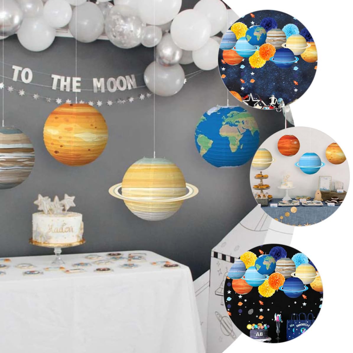 Linterna de Papel Decorativa Planetas, Fiesta Temática Espacial