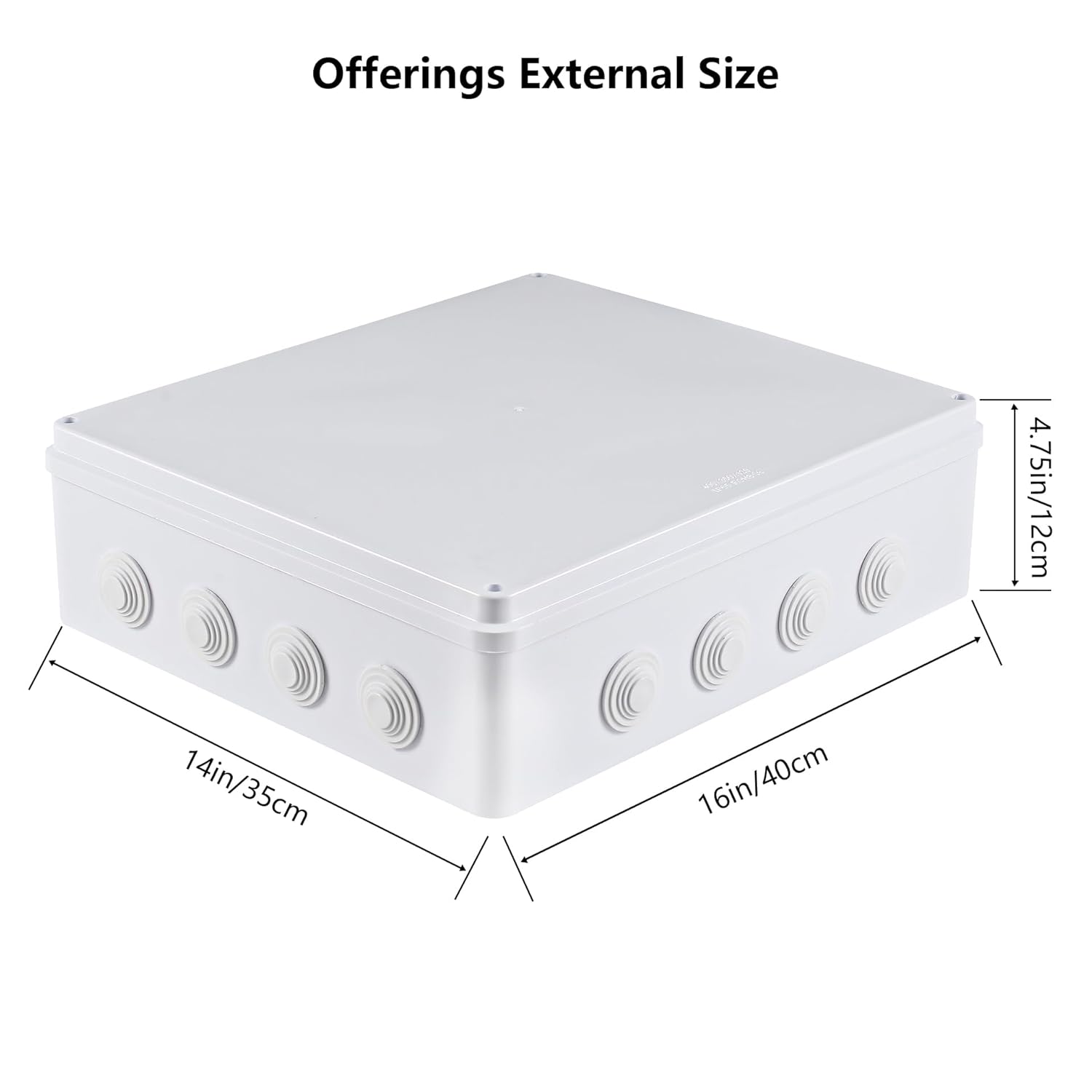 16" x 14" x 4.75" ABS Plastic Junction Box, Waterproof IP65 Electrical Junction Box with Reserved Holes, Weatherproof Outdoor Dustproof Boxes with Cover Universal Project Enclosure for Electronics