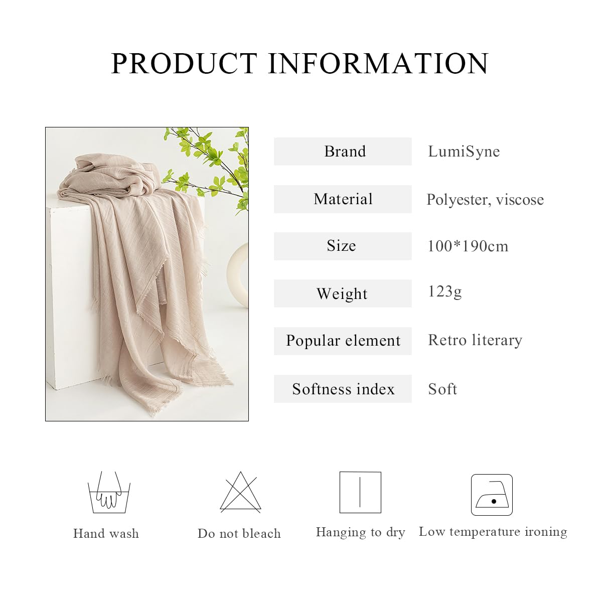 LumiSyne Femme Foulard Couleur Unie Echarpe En Toucher Coton Lin Avec Gland Style Littéraire Rétro Léger Foulard En Gaze Chaude Étole Châle Grand Longue Hijab Wrap De Plage Toute La Saison