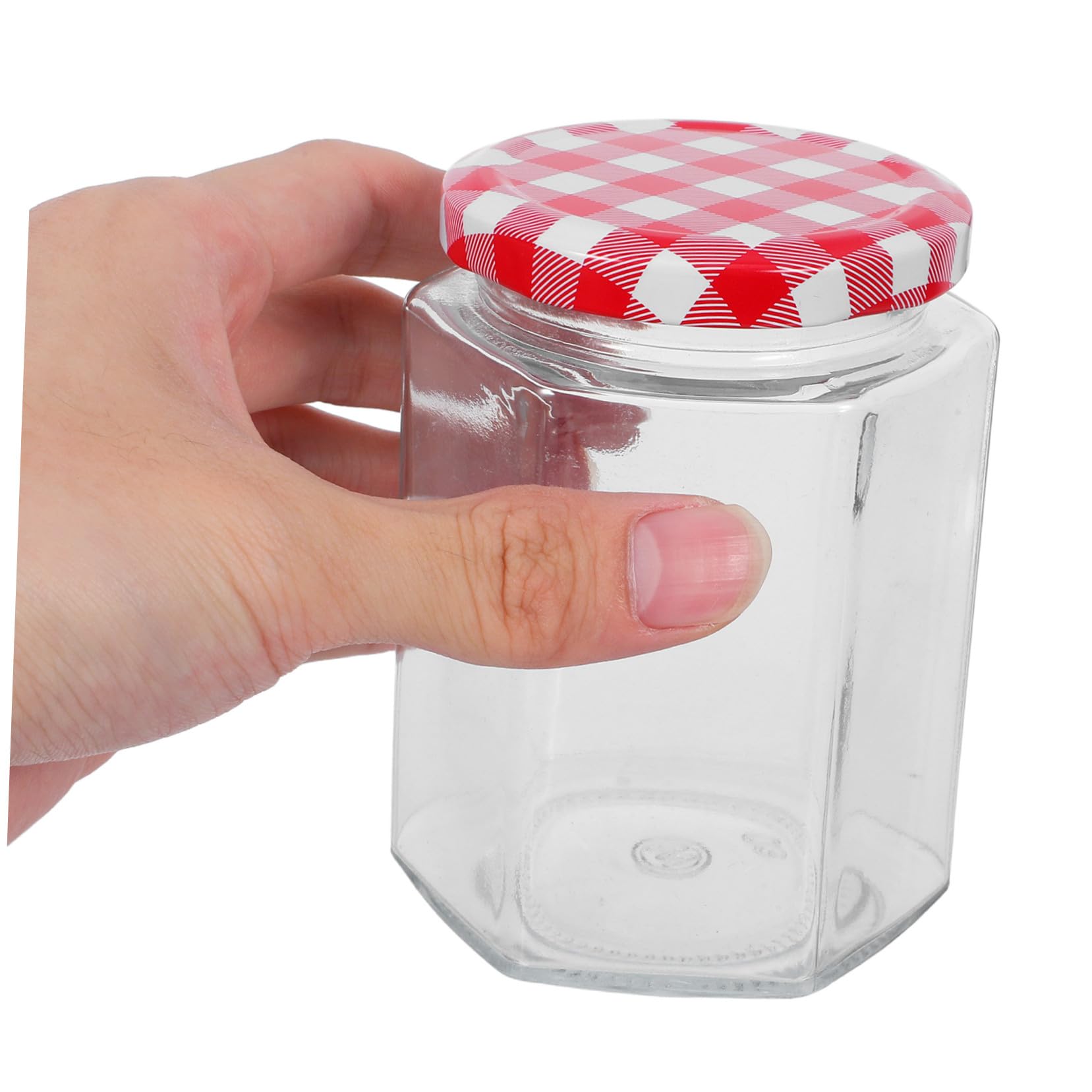 250ml Set con Coperchi di 6 Barattoli di Vetro Esagonali
