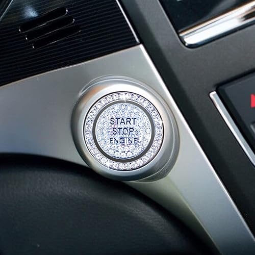 Miniatura 4 de Cubierta de anillo brillante para botón de arranque del motor, llave de encendido y perilla, cubierta de diamantes de imitación de cristal, cubierta