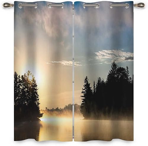 Landscapes - Cortinas de armario para poner en el atardecer, 2 paneles, cortinas opacas de 55 pulgadas de ancho x 55 pulgadas de alto