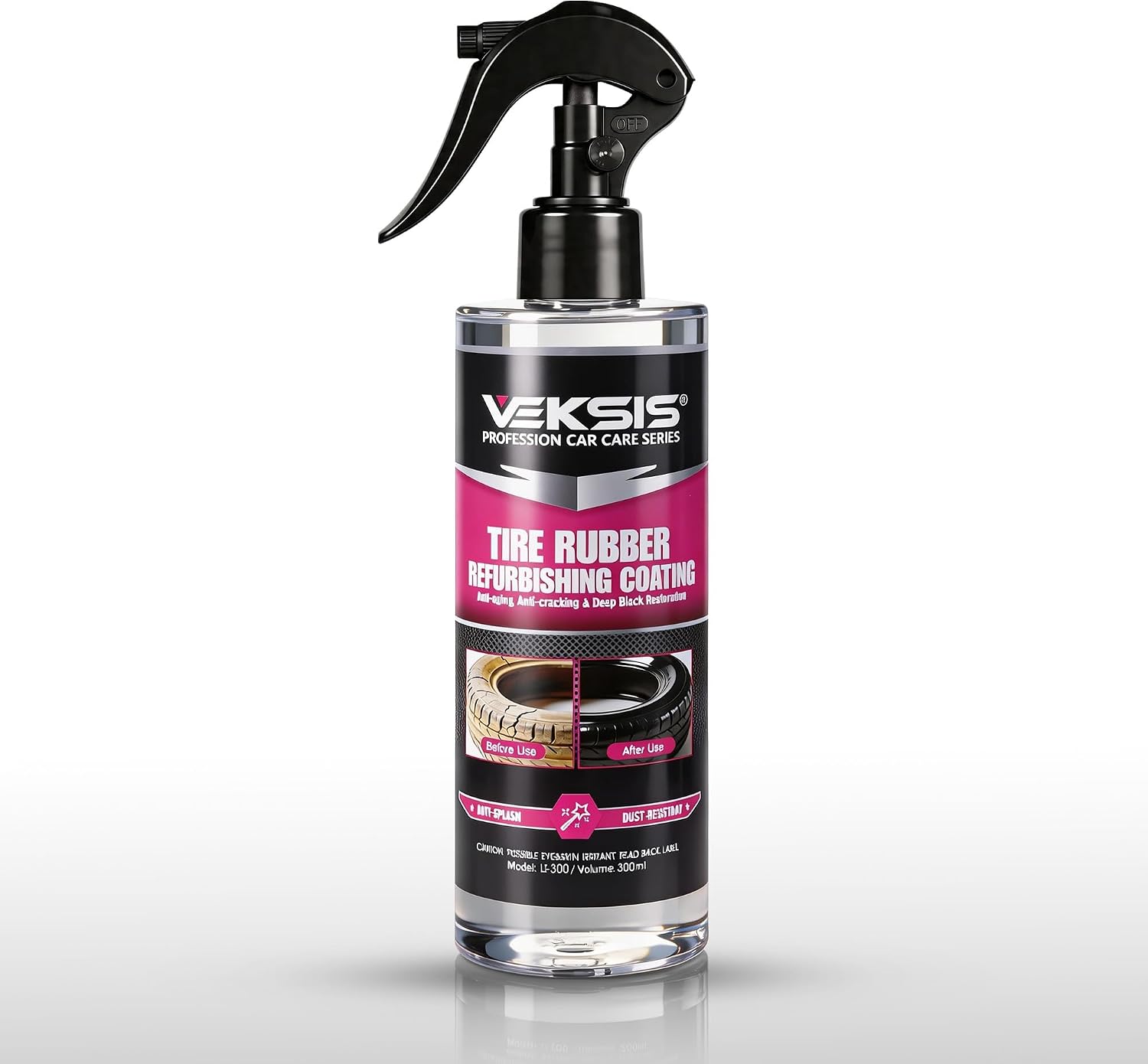 Tire Rubber Refurbishing Coating – 300ml Ceramic Tire Shine and Protectant, Long Lasting Tire Coating Restores Faded Rubber, UV Protection, Non-Greasy Matte Finish for Cars Trucks SUVs