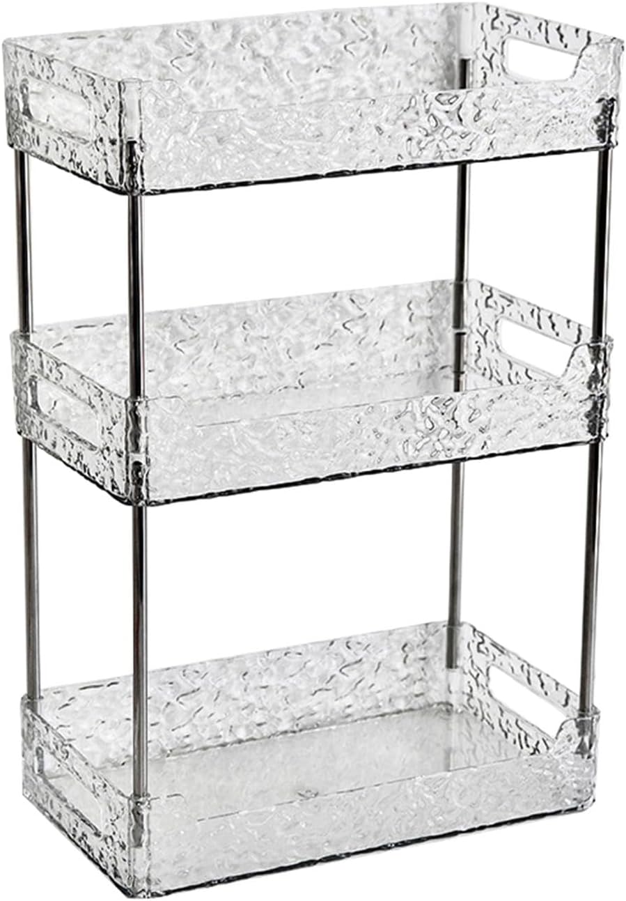 Elegant Bathroom Organizer for Organizing Toiletries and Makeup, Clear White 3 Layer