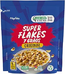 Cereal Super Flakes Da Magrinha 200g – Original com 7 Grãos Nobres, Adoçado com Açúcar Demerara e Maltitol, Sem Transgênicos e Gordura Hidrogenada, Plant-Based, Sem Lupas de Alto Teor