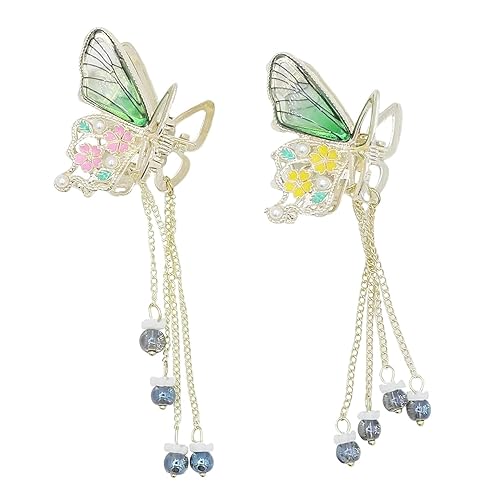 Miniatura 1 de 2 pinzas de mariposa para el cabello, pinzas de metal pequeñas de mariposa con perlas de diamantes de imitación, pinzas antideslizantes para peinar