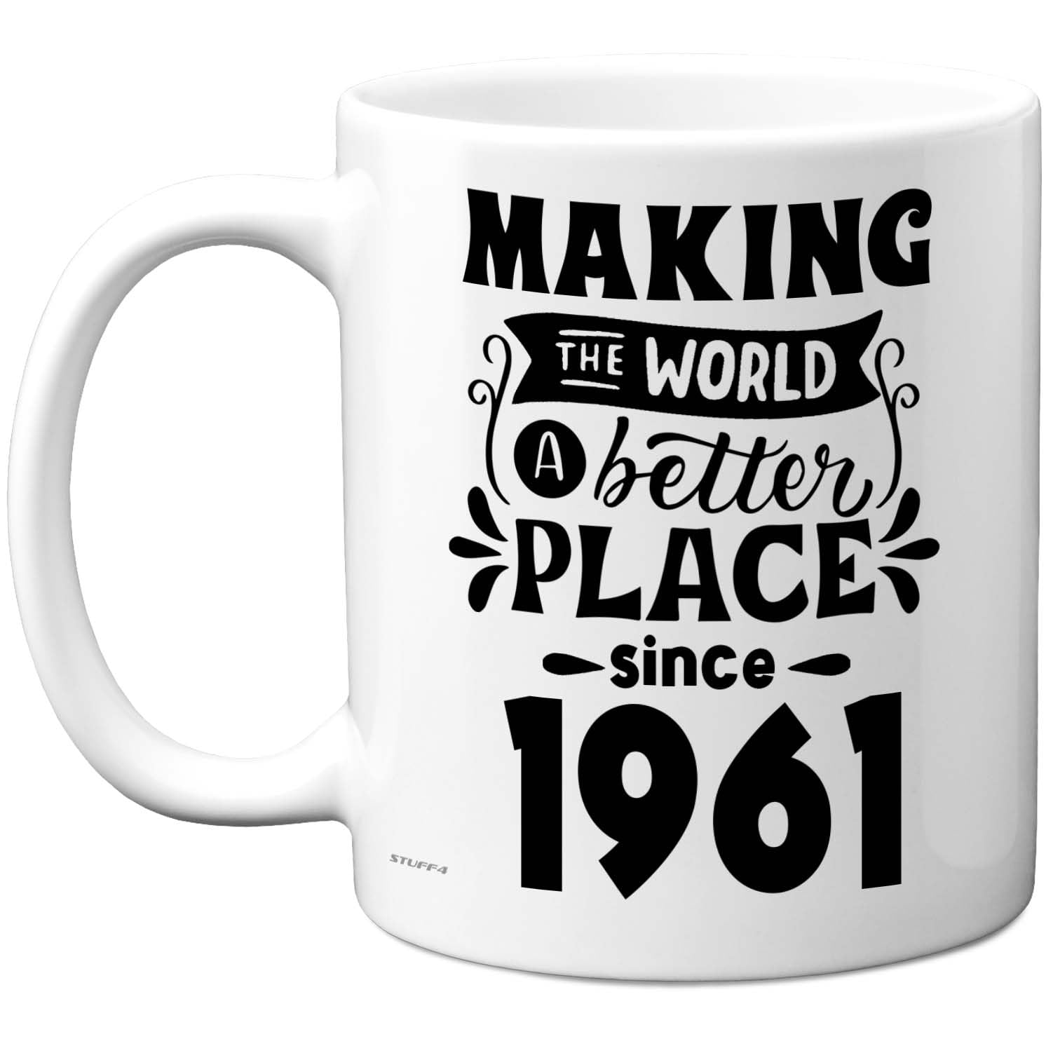 Stuff4 65th Birthday Mug Gift for Men Women - Making The World a Better Place Since 1961 - Happy 65 Birthday Gifts for Grandad Grandma Nan Retro Back in 1961 Age 65 Bday, 11oz Ceramic Coffee Mugs