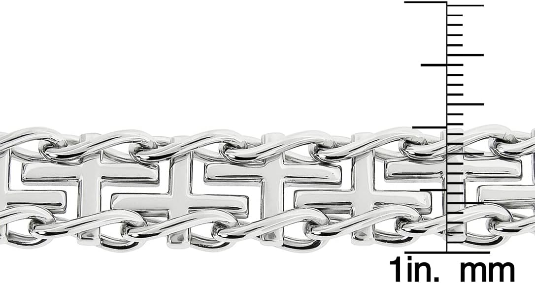 Metro Jewelry Link Cross Bracelet for Men in Stainless Steel with Black Ion Plating - 9 Inches Long 11.5 mm Wide with Fold Over Clasp - Image 5