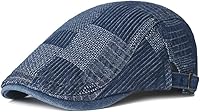 Vista 1 de Quanhaigou Gorras de mezclilla unisex estilo Newsboy, planas, Ivy Gatsby, para taxistas, gorros de conducción, de algodón, gorra de papá