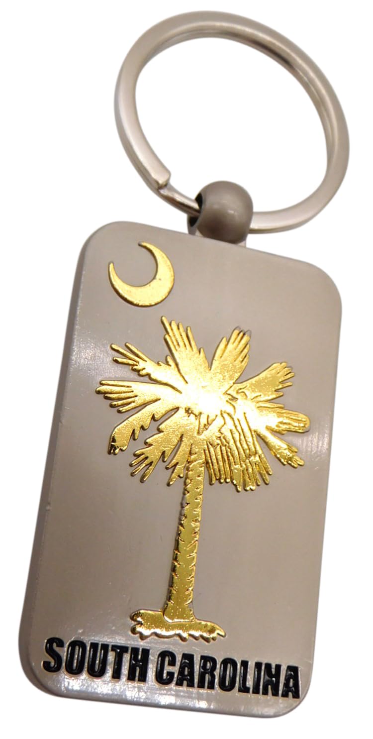 Westmon WorksSouth Carolina Metal Keychain Palmetto and Crescent Moon Souvenir Key Ring