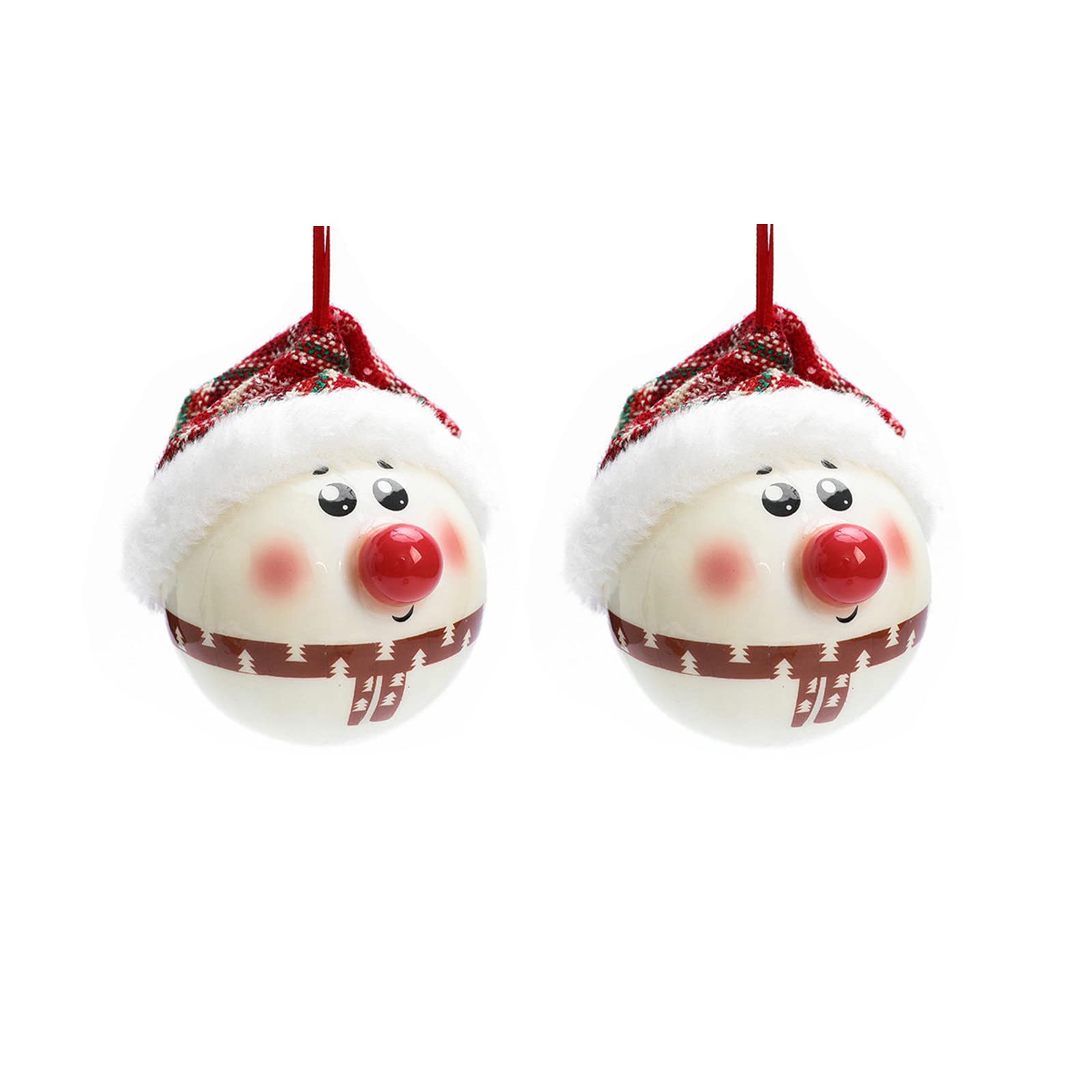 Addobbi Natalizi casa 2 Pezzi Decorazioni a Forma Palla appese, Simpatico Pupazzo Neve Natale, Decorazione Albero Natale, Palla Natale Albero, Decorazioni casa