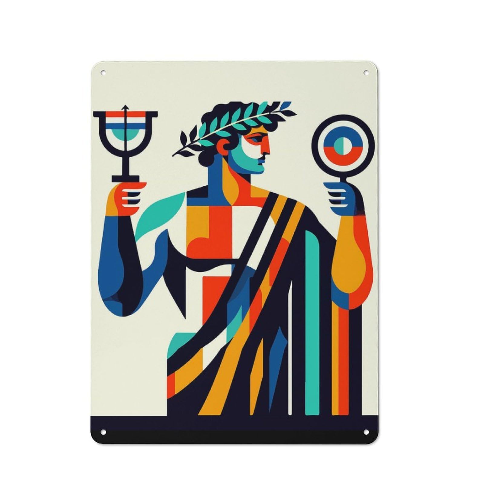 Junmoney Apollo God Of Oracles 40X30cm Rustic Metal Sign With For Guest Room Or Hallway, For Vintage Wall Decor Fans, For Metal Sign Collectors