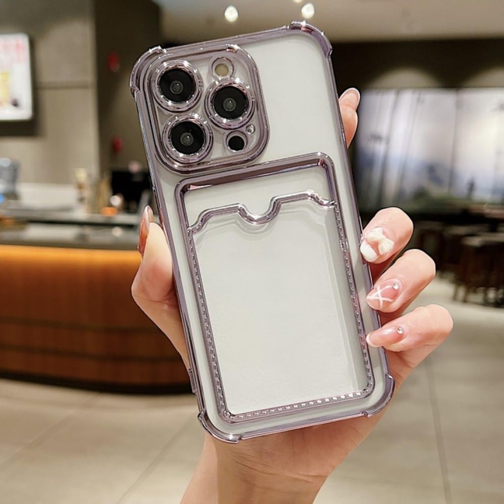 Étui support transparent de mode avec placage violet pour iPhone 13