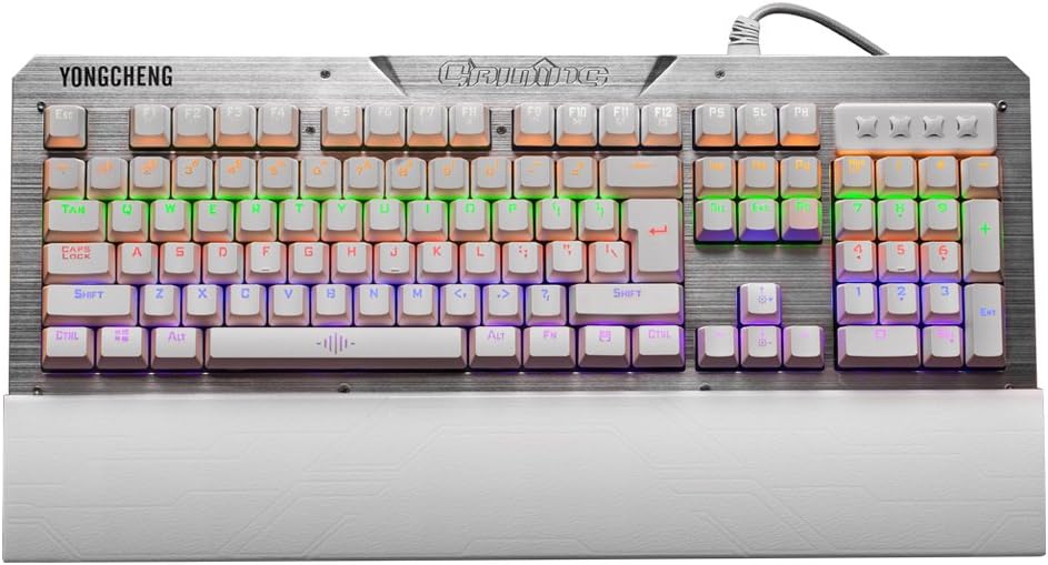 Yongcheng Mechanical Gaming Keyboard with Multi-color LED Backlit Computer Keyboard for PC Mac(White)
