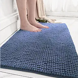 Tapete Banheiro Bolinha Antiderrapante Absorvente Super Macio (Azul)