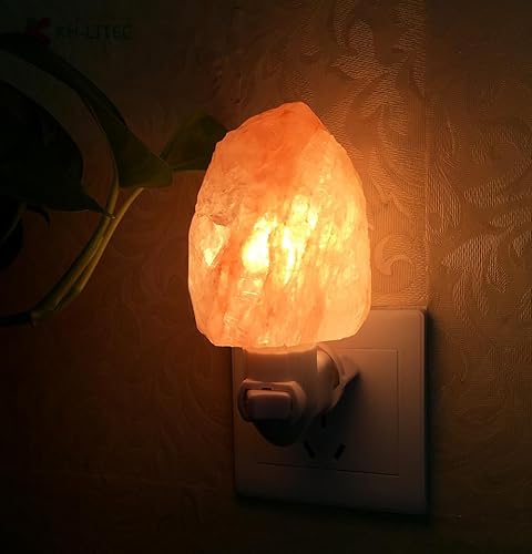 Fantasee Lámpara de sal del Himalaya con bombillas adicionales, luz de pared de cristal de sal tallada a mano natural de iones negativos perfecta